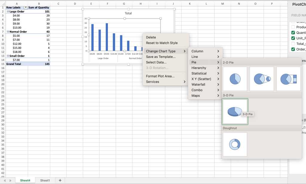 excel pivotchart change chart type