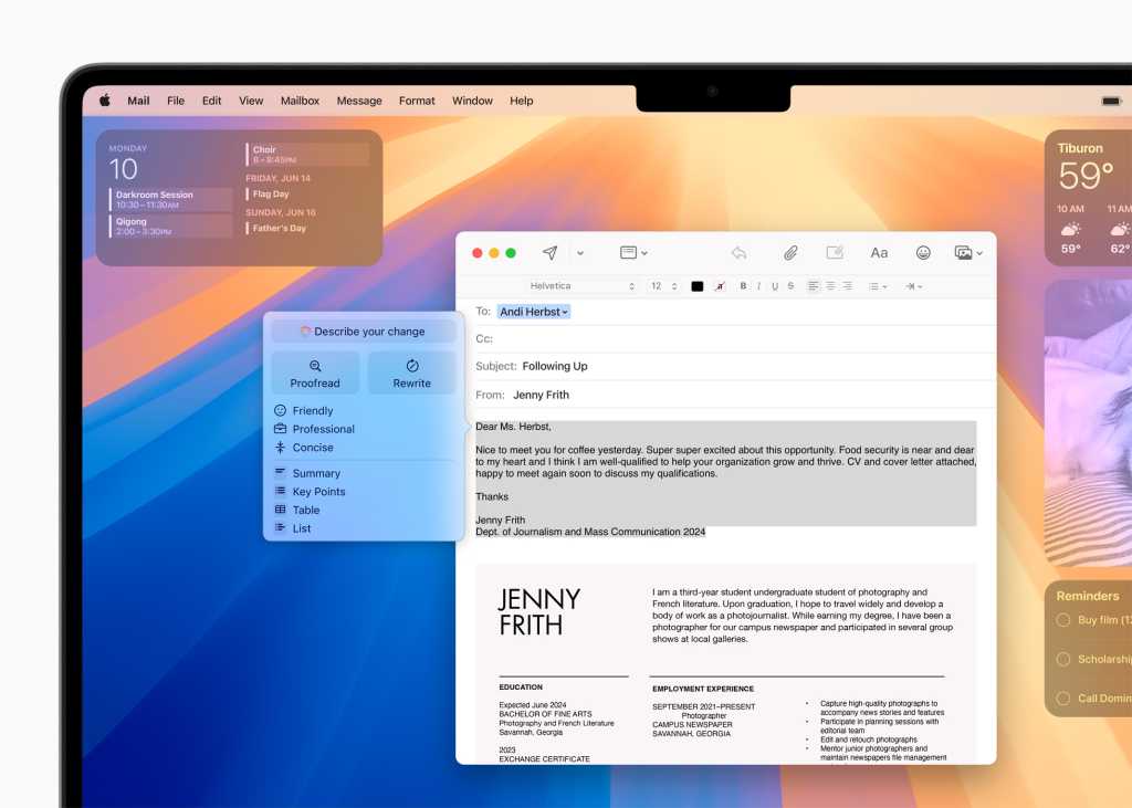 Apple Intelligence email writing tools